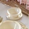 " OCCASIONS " 240 Plates Pack, Heavyweight Wedding Party Disposable Plastic Plates (10.5'' Dinner Plates, Ivory & Gold Rim) view 3