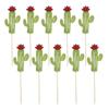 10pcs Cactus Cupcake Toppers Cupcake Picks Fiesta Hawaiian Luau Party Toothpick Dessert Cake Decoration Cinco De Mayo Party Decor - Light Green view 1