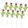10pcs Cactus Cupcake Toppers Cupcake Picks Fiesta Hawaiian Luau Party Toothpick Dessert Cake Decoration Cinco De Mayo Party Decor - Light Green view 4