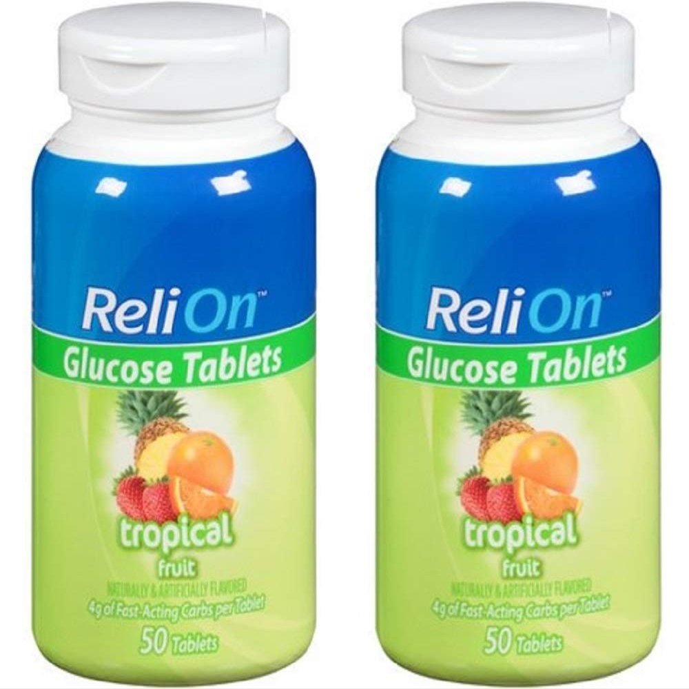 Relion Glucose Tablets - Tropical Flavor - 50 Counts (2 Pack)