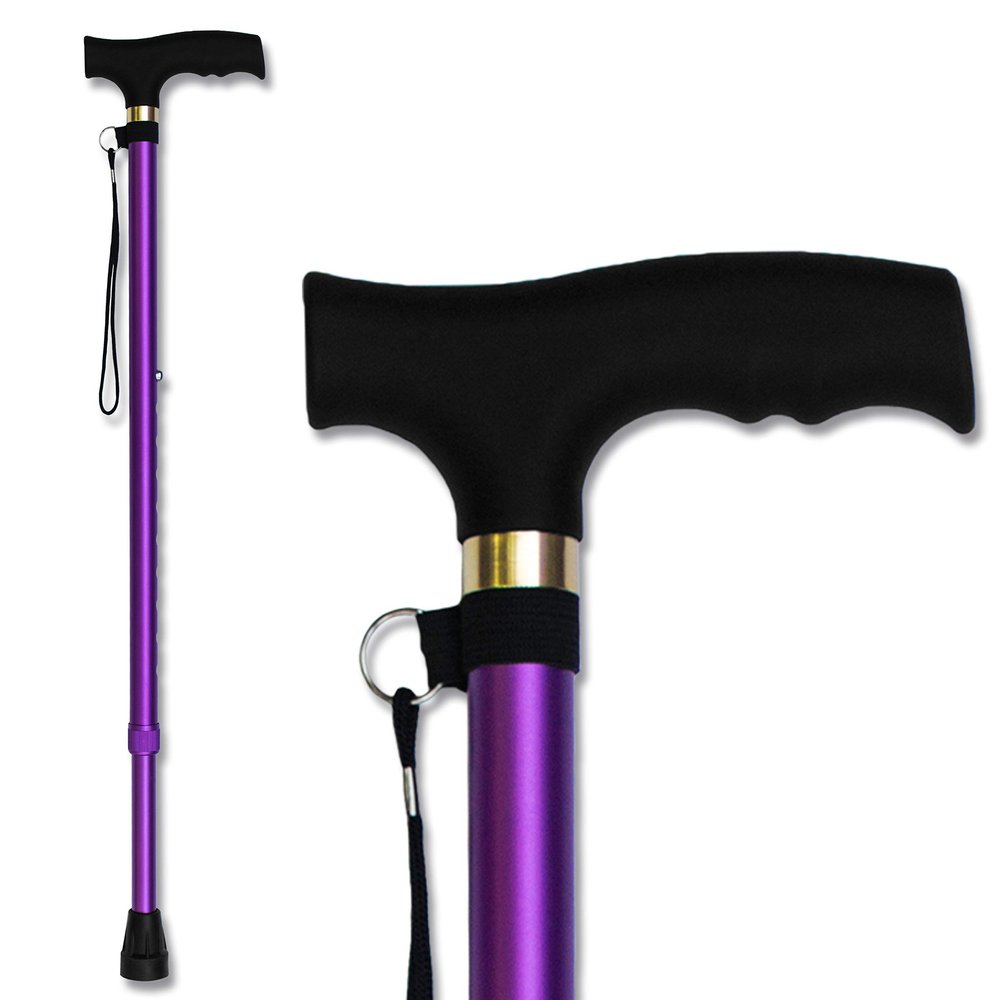 RMS Walking Cane - Adjustable Walking Stick - Lightweight Aluminum Offset Cane with Ergonomic Handle and Wrist Strap - Ideal Daily Living Aid for Limited Mobility (Lavender)