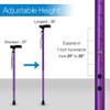 RMS Walking Cane - Adjustable Walking Stick - Lightweight Aluminum Offset Cane with Ergonomic Handle and Wrist Strap - Ideal Daily Living Aid for Limited Mobility (Lavender) view 3