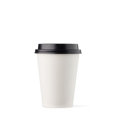 [1000 SET]HARVEST PACK 12 oz White Single Wall Disposable Paper Cups with Black Lids, Hot Drinks Water Coffee Tea Cocoa Cafe Cappuccino Espresso Latte Chocolate