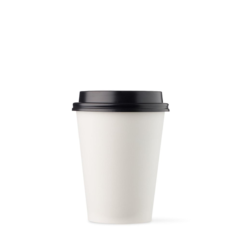 [1000 SET]HARVEST PACK 12 oz White Single Wall Disposable Paper Cups with Black Lids, Hot Drinks Water Coffee Tea Cocoa Cafe Cappuccino Espresso Latte Chocolate