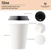[1000 SET]HARVEST PACK 12 oz White Single Wall Disposable Paper Cups with Black Lids, Hot Drinks Water Coffee Tea Cocoa Cafe Cappuccino Espresso Latte Chocolate view 2