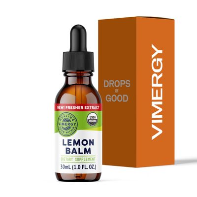 Vimergy USDA Organic Lemon Balm Tincture Herbal Supplement Can be Used in Tea - Non-GMO, Alcohol-Free 30 mL (1 mL/Serving)