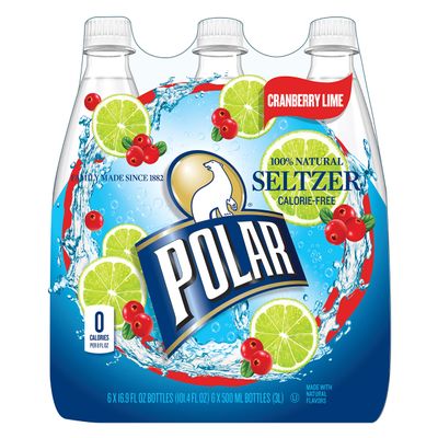 Polar Seltzer Cranberry Lime, 16.9 Fluid Ounce (Pack of 6)
