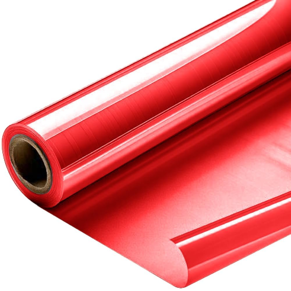 Better crafts Red Cellophane Wrap 24'' x 100' Roll - Colored Cellophane Sheets for Craft Baskets, Gift Wrapping Supplies, Plastic Wrap for Gift Baskets