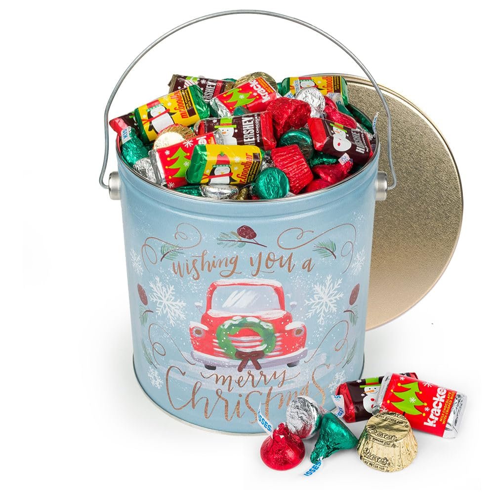 255 pcs Christmas Gift Tin with Holiday Chocolate Candy Mix (3.7 lb)