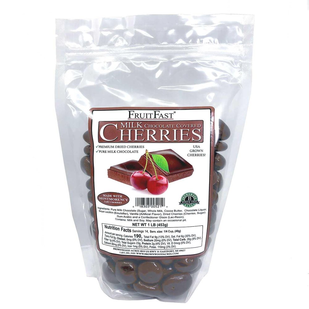 MILK Chocolate Covered Dried Cherries by Brownwood Acres (1 Pound)