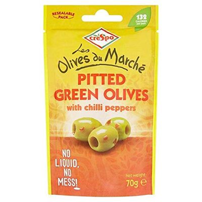 Crespo Pitted Green Olives with Chilli 70g