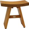 18" Asia Teak Shower Bench with Carved Pattern on Seat Front view 1