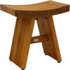18" Asia Teak Shower Bench with Carved Pattern on Seat Front view 2