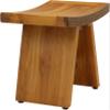 18" Asia Teak Shower Bench with Carved Pattern on Seat Front view 3