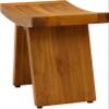 18" Asia Teak Shower Bench with Carved Pattern on Seat Front view 4