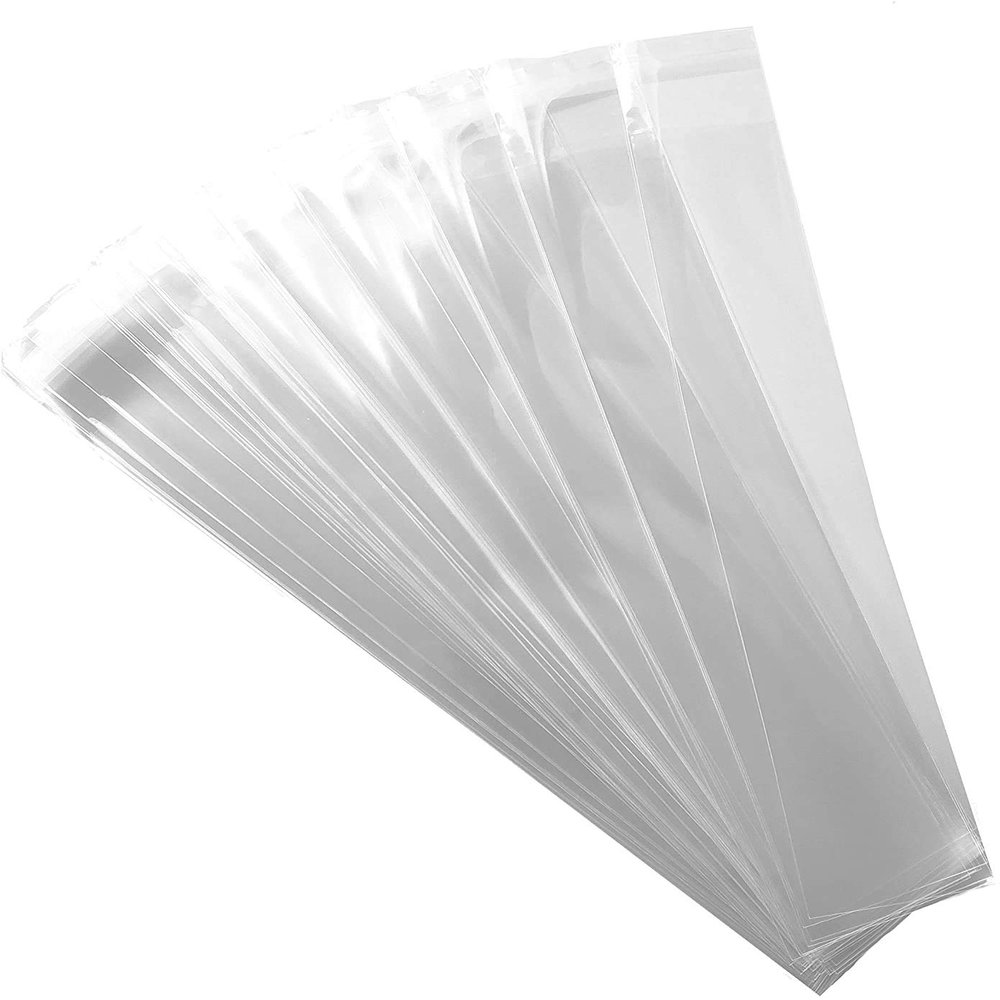 200ct Adhesive Treat Bags 2 x 10 Clear - 1.4 mils Thick Self Sealing OPP Plastic Bags/Clear Flat Resealable Cello (2" x 10")