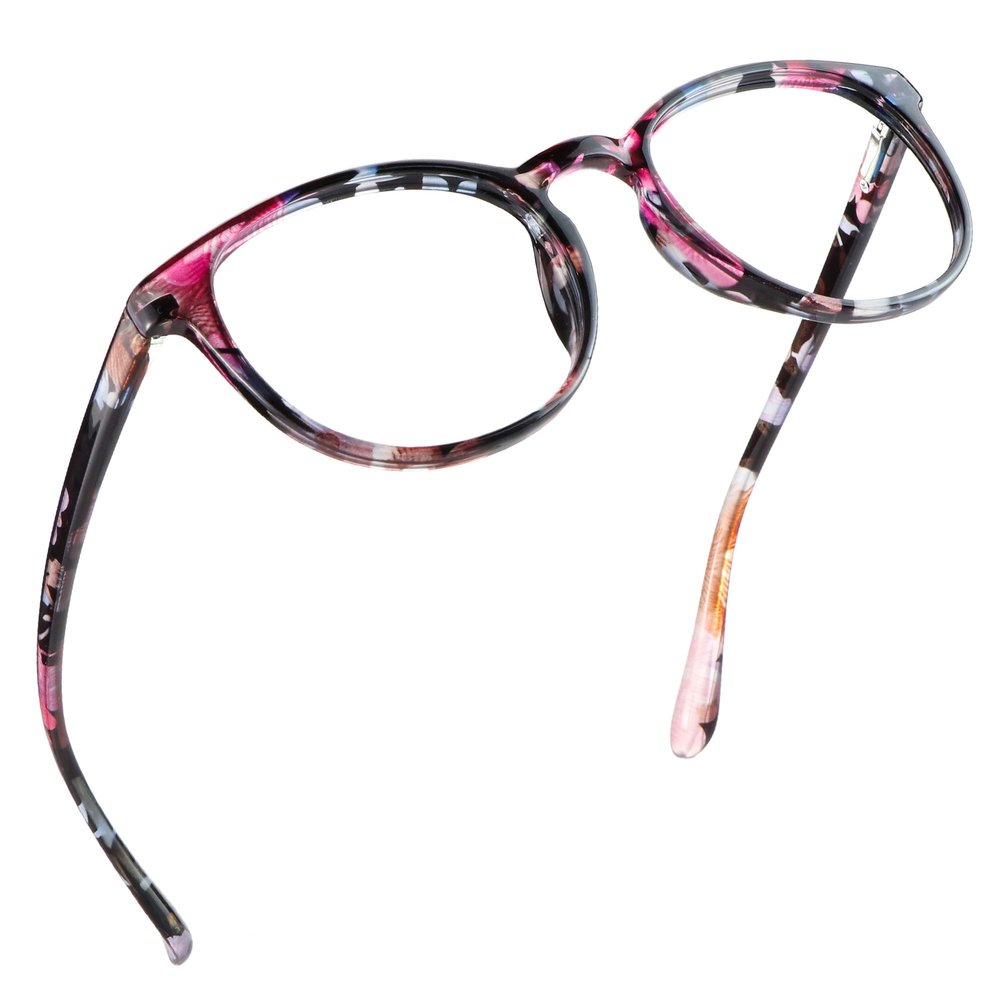LifeArt Blue Light Blocking Glasses, Anti Eyestrain, Computer Reading Glasses, Gaming Glasses, TV Glasses for Women, Anti Glare (Floral, +4.00 Magnification)