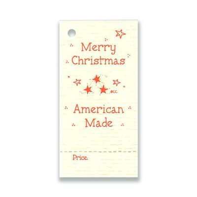 100 Merry Christmas ~ American Made Price Tags & 100 Cut Strings for Crafts & Gifts. 1-1/4"x2-3/4 Personalize & Price Your Merchandise. Christmas Tags. Holiday Tags.