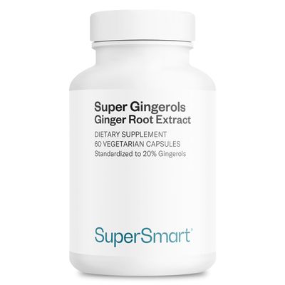 Supersmart - Super Gingerols 400mg per Day (High Potency 20% Gingerol) - Ginger Root Extract Supplement | Non-GMO & Gluten Free - 60 Vegetarian Capsules
