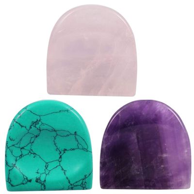SUNYIK Handcarved Thumb Worry Stone, Polished Palm Pocket Stones Healing Crystals, Half Round Set of 3