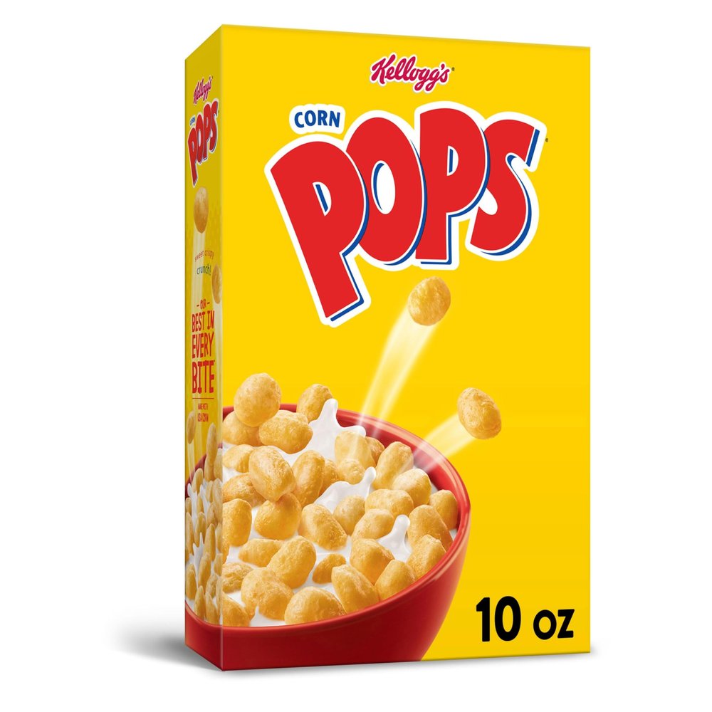 Corn Pops Breakfast Cereal, 8 Vitamins and Minerals, Kids Snacks, Original, 10oz Box (1 Box)