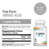 Free-Form L-Lysine 500mg Solaray 120 VegCaps view 2