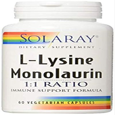 Solaray L-Lysine Monolaurin 1:1 Ratio, 60 Capsules (2 Pack)