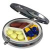 Heart with Paw Print Silver Pill Box  Round 3-Compartment Metal Pill Organizer, Compact 2-Inch Travel Pill Case for Purse or Pocket view 3