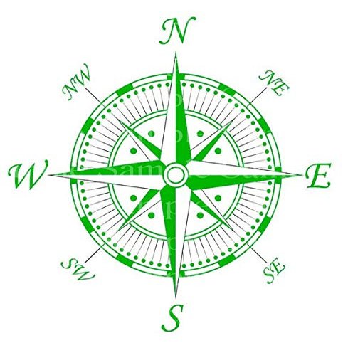 1/2 Sheet - Green Pirate Map Compass Birthday Background - D24204 - 2D Edible Cake/Cupcake Party Topper - D24204