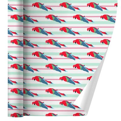 GRAPHICS & MORE Parrots and Stripes Pattern Gift Wrap Wrapping Paper Rolls