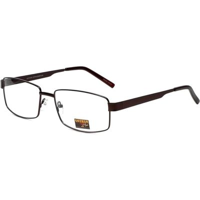 Gotham Style GS13 Designer Reading Glasses +3.00 Brown Men Stainless Steel Durable Metal Eyeglass Trendy Reader w/Hard Case