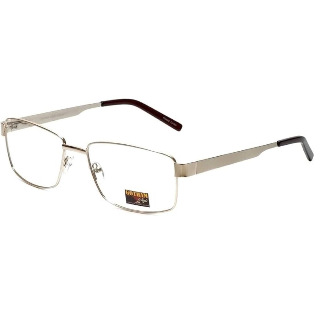Gotham Style GS14 Designer Reading Glasses +2.25 Gold Men Rectangular Stainless Steel Eyeglasses Trendy Readers w/Hard Case