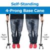 RMS Quad Cane - Adjustable Walking Cane with 4-Pronged Base for Extra Stability - Foam Padded Offset Handle for Soft Grip - Works for Right or Left Handed Men or Women (Black) view 4