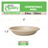 EcoQuality 100 Count 24oz Round Disposable Bowls Natural Sugarcane Bagasse Bamboo Fibers Sturdy Compostable Eco Friendly Environmental Paper Plastic Bowl Alternative Tree Free view 2