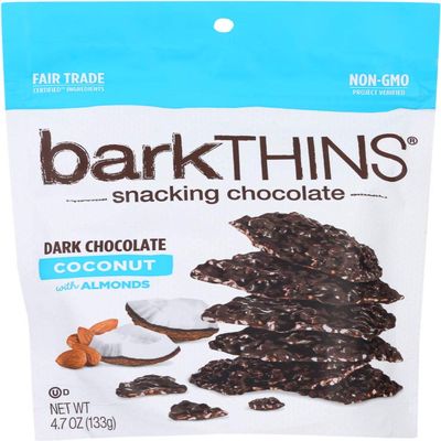 Bark Thins Snacking Chclat - Dark Chclat Tastd Ccnut with Almnds - Cas f 12-4.7 z. - Bulk Buy