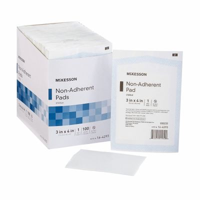 McKesson Non-Adherent Pads for Wounds, 3x4 Inch, 1200 Count, Sterile Non-Stick Wound Dressing, Highly Absorbent, Painless Removal, Individually Wrapped