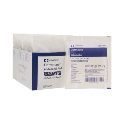 71972000 Abdominal Pad Dermacea NonWoven/Fluff 7-1/2 X 8 Inch Rectangle Sterile