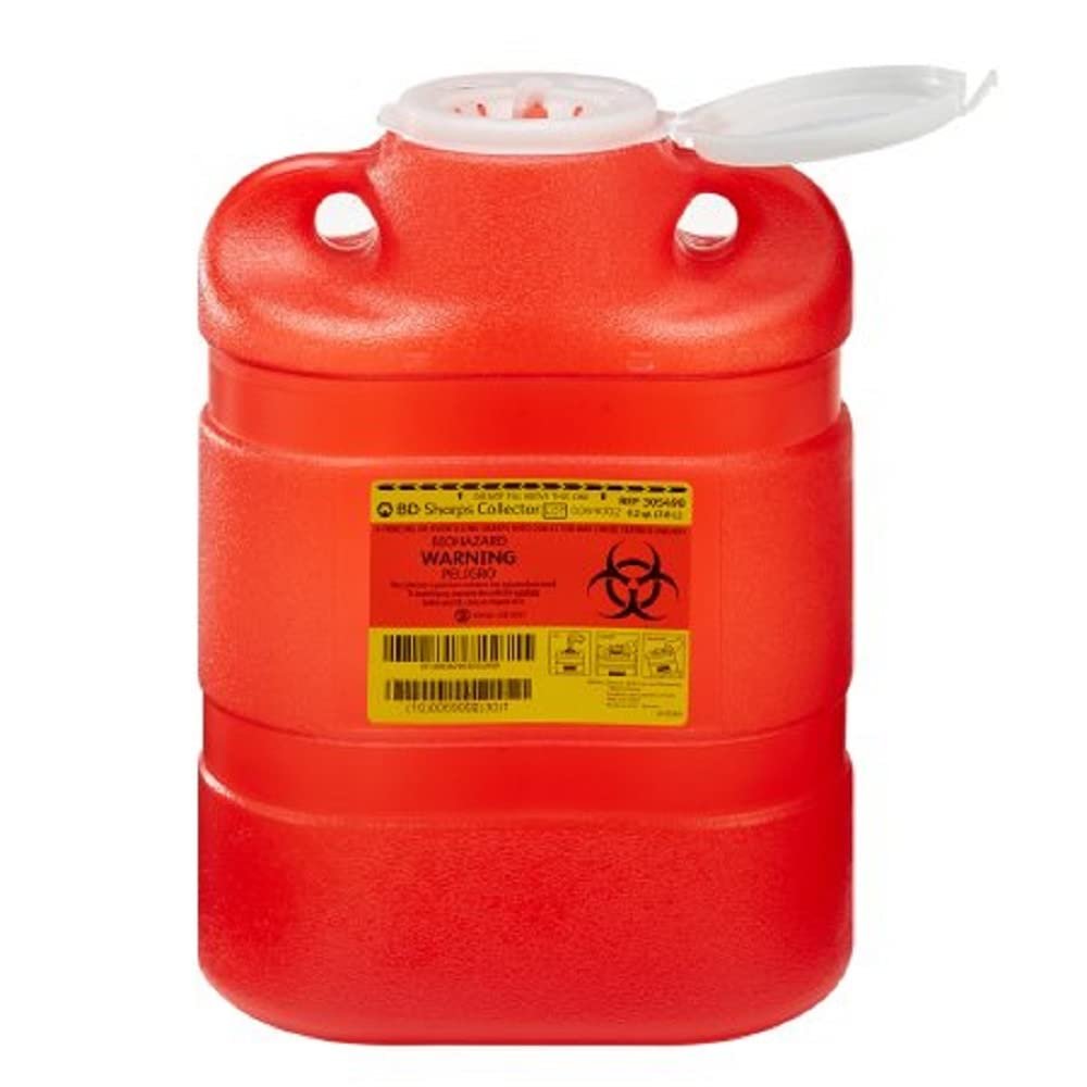 54902800 Multi-Purpose Sharps Container 1-Piece 13.25H X 9W X 5.25D Inch 8.2 Quart Red Base Funnel Lid
