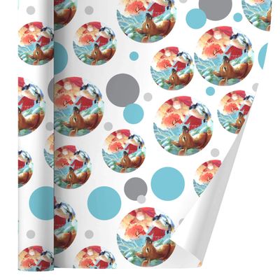 GRAPHICS & MORE Christmas Holiday New Fawn Deer and Santa Gift Wrap Wrapping Paper Roll