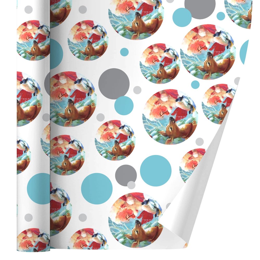 GRAPHICS & MORE Christmas Holiday New Fawn Deer and Santa Gift Wrap Wrapping Paper Roll