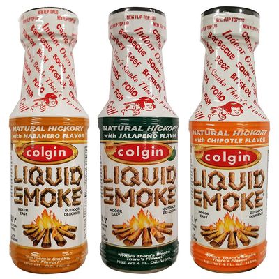 Colgin Liquid Smoke Spicy Hickory Variety Pack - Jalapeno, Habanero, and Chipotle Flavors, 4.0 Ounce (1 of Each)