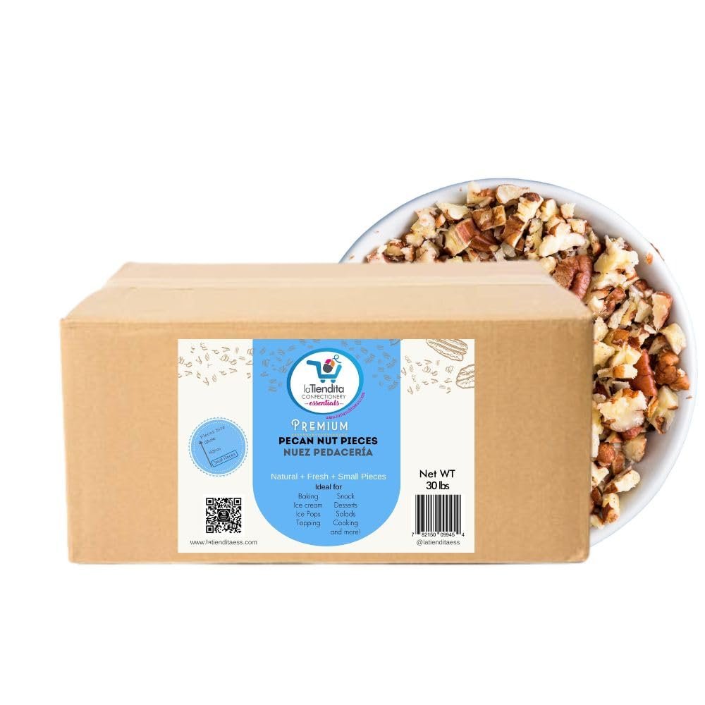 30 lb Chopped Pecan Pieces Unsalted Raw Natural- La Tiendita Essentials