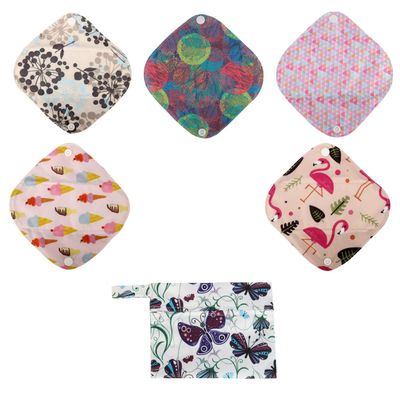 5 XS Panty Liners 1 Wet Bag Cloth Menstrual Pads Reusable Washable (Butterflies, XS Panty Liners)