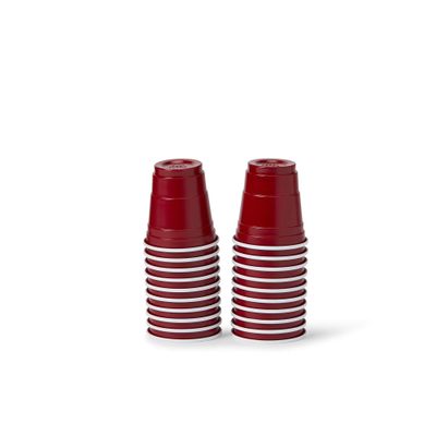 20 Pack Shot Glasses - 1.5 oz Acrylic Party Cup Red Plastic Shot Glass - Disposable Beverage Drinking Ware for Birthday, Party Games, Wedding, Poolside Parties, Tasting & Samples