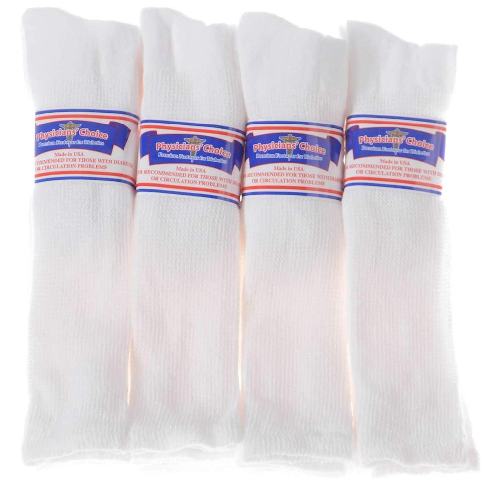 12 PAIR KNEE HIGH BIG MENS WHITE PHYSICIAN'S CHOICE OVER THE CALF DIABETIC CREW SOCKS 13-15