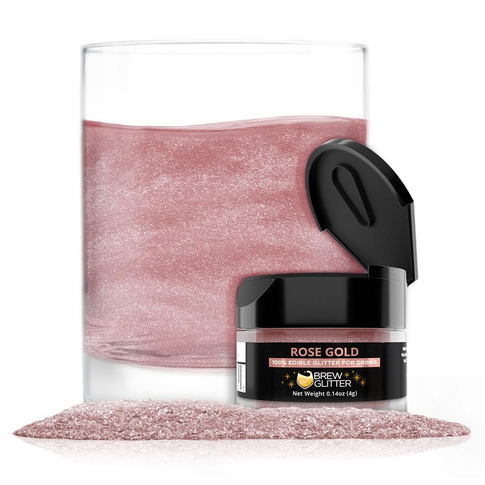 Brew Glitter Edible Glitter for Drinks, Cocktails, Beer, Garnish & Beverages (Rose Gold, 4 Grams)