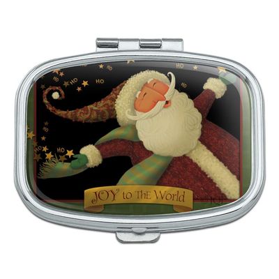 Christmas Holiday Santa Joy to The World Rectangle Pill Case Trinket Gift Box