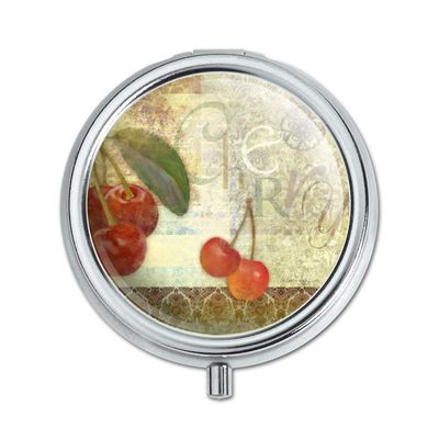 Christmas Holiday Cherry Cherries Red Green Pill Case Trinket Gift Box