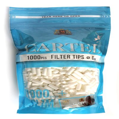 Cartel Slim 6mm Filter Tips 1000 Count + Rolling Paper Booklet