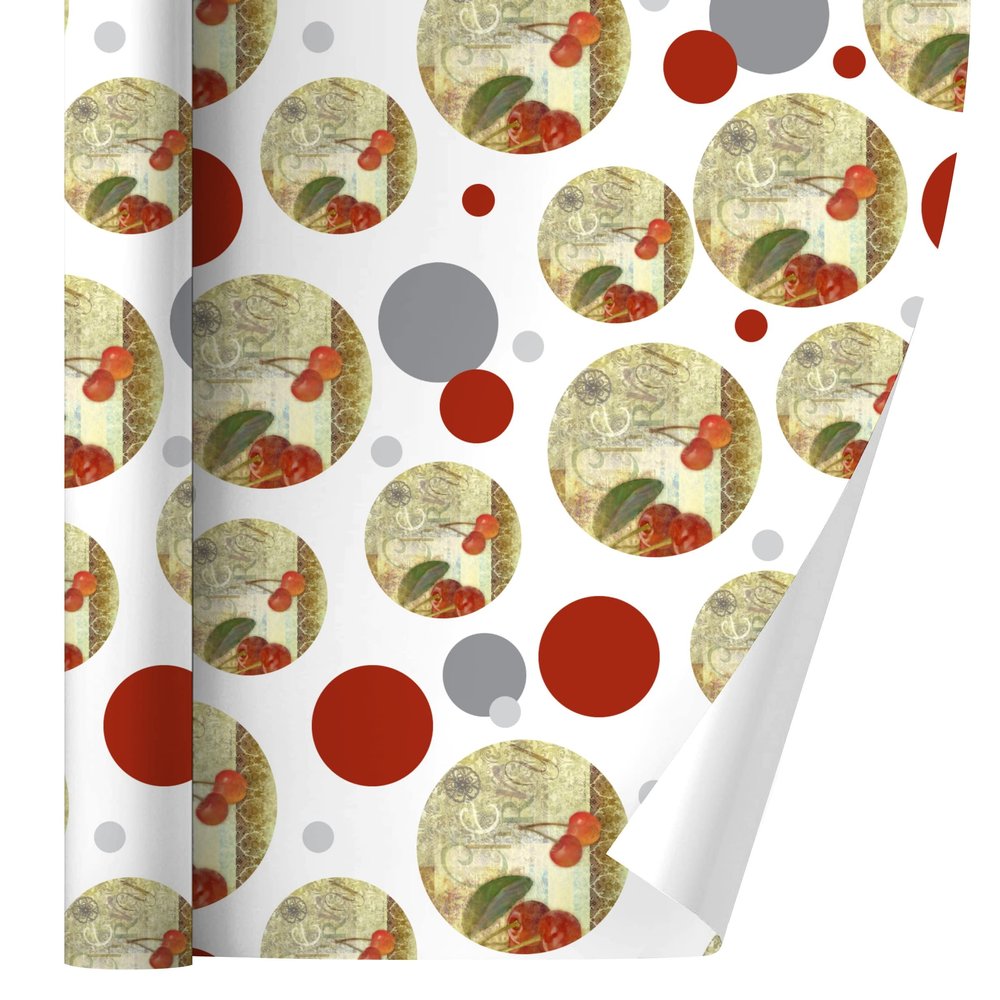 GRAPHICS & MORE Christmas Holiday Cherry Cherries Red Green Gift Wrap Wrapping Paper Roll